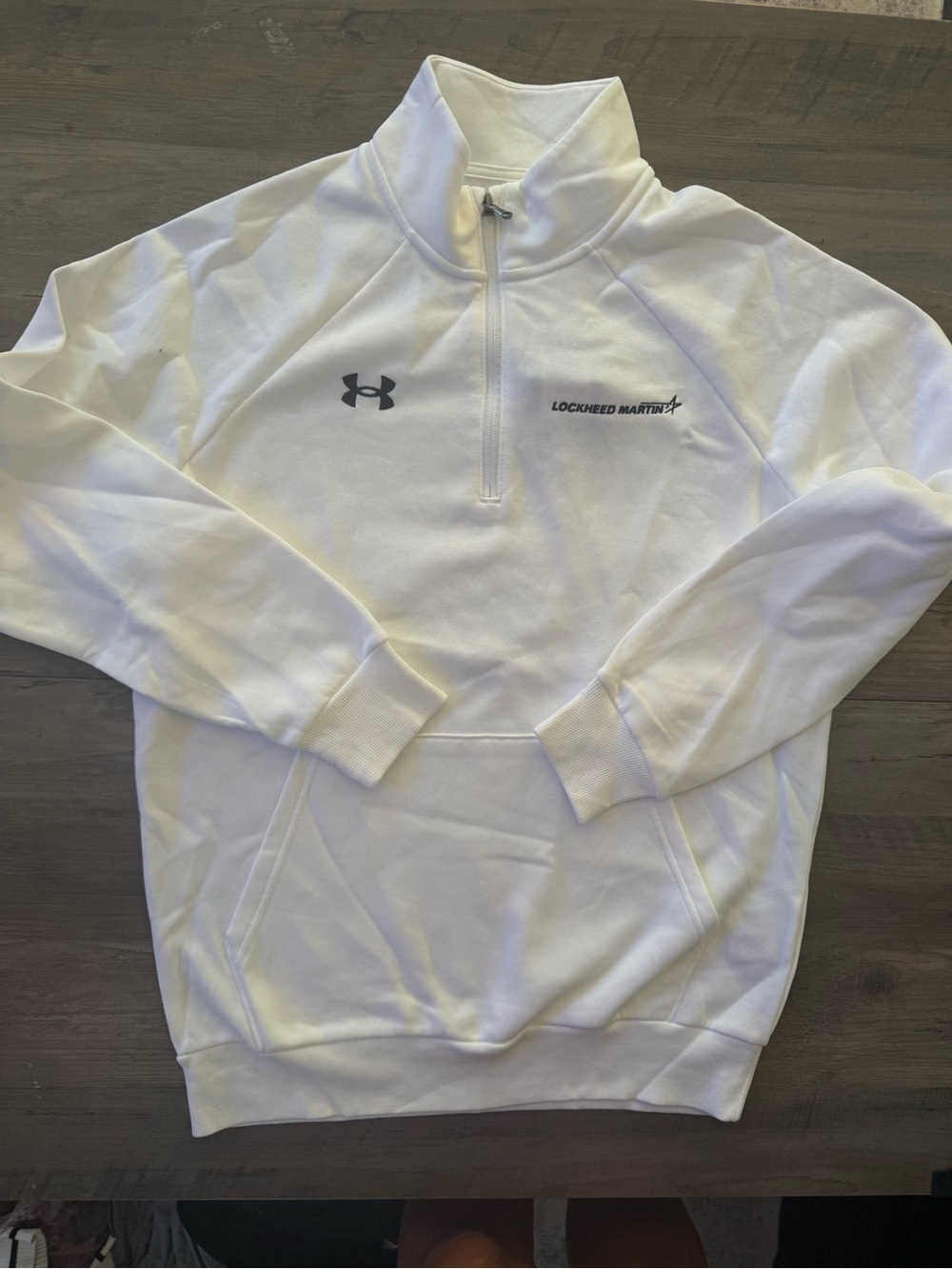 Under Armour White Lightweight Quarter-Zip Pullover with Lockheed Martin Logo